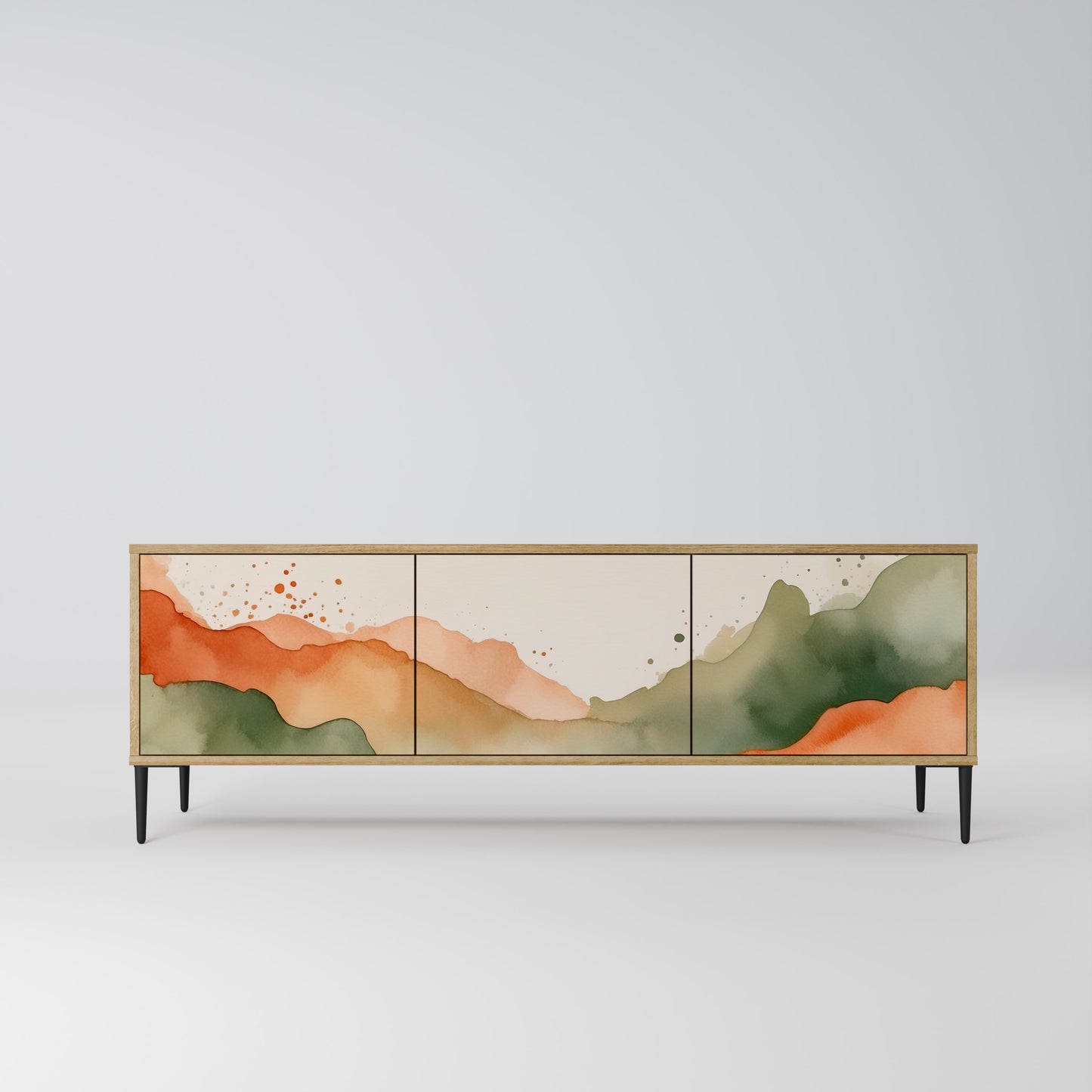 Porta TV a 3 ante WATERCOLOUR PEAKS in effetto rovere