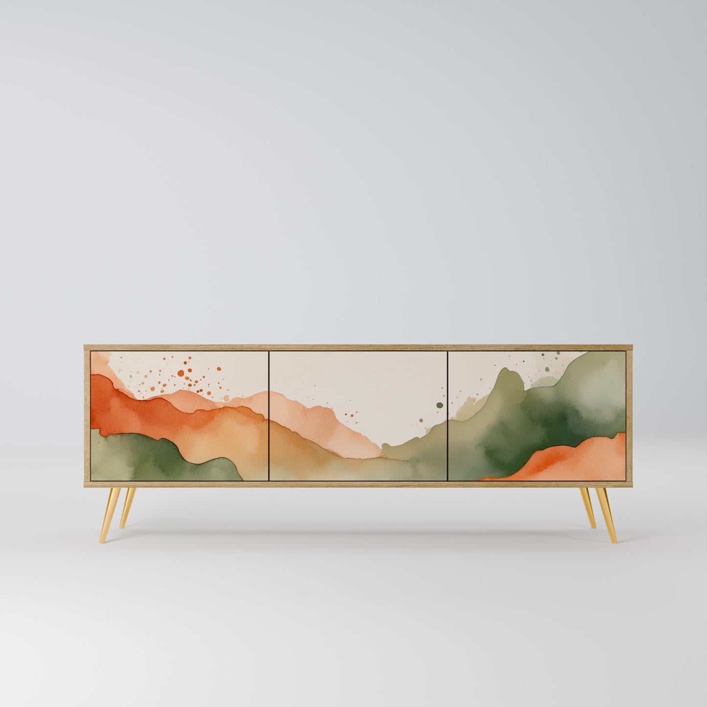 Porta TV a 3 ante WATERCOLOUR PEAKS in effetto rovere