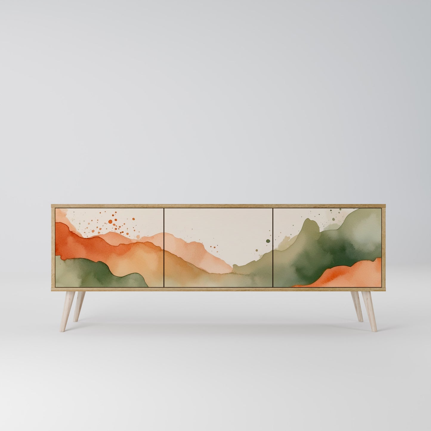Porta TV a 3 ante WATERCOLOUR PEAKS in effetto rovere