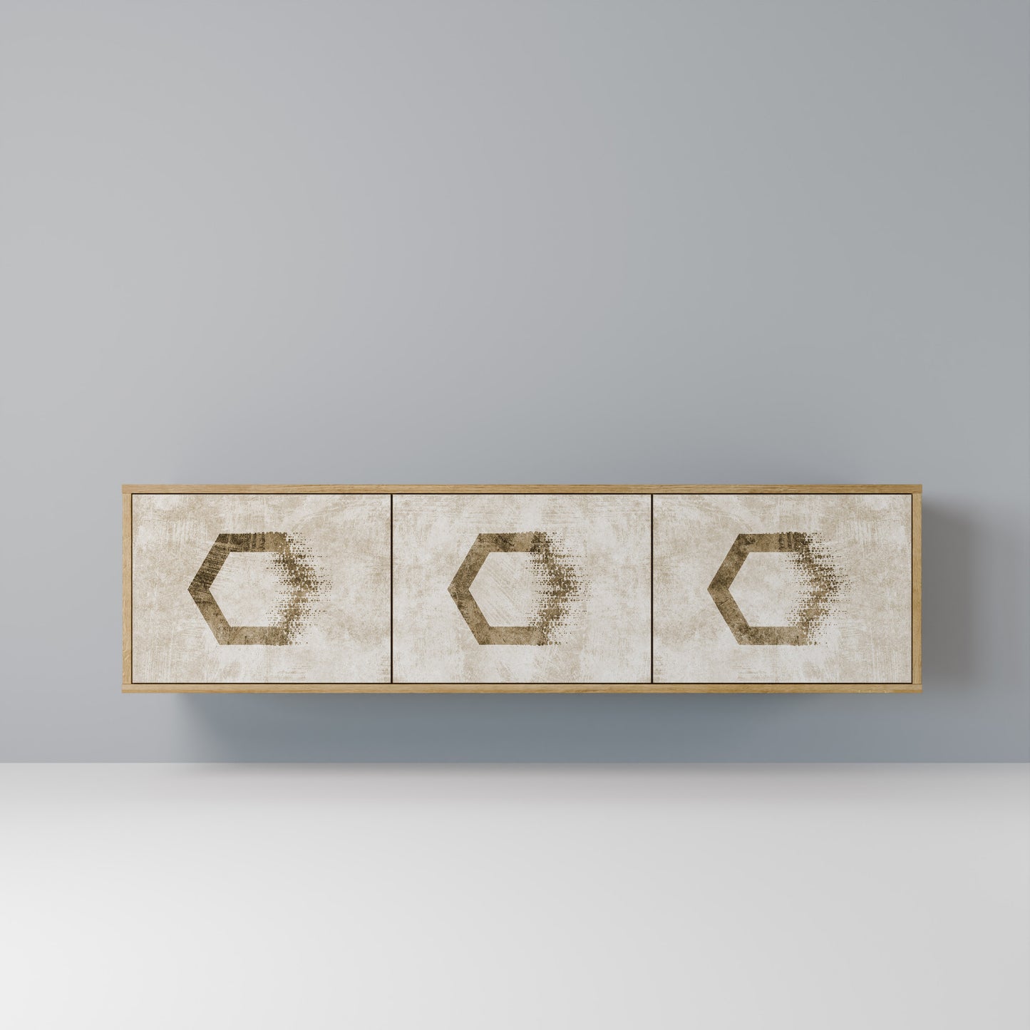Mobile TV HEXAGONAL SHAPES a 3 ante effetto rovere