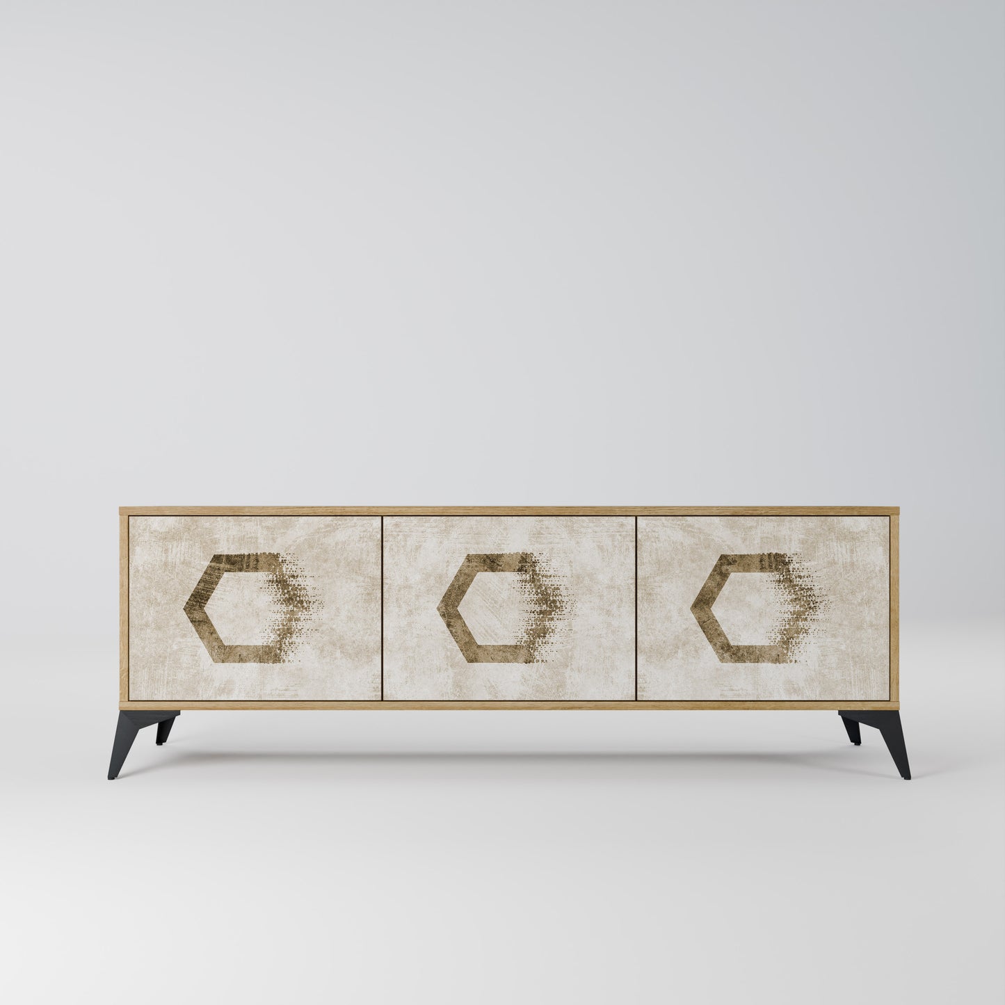 Mobile TV HEXAGONAL SHAPES a 3 ante effetto rovere