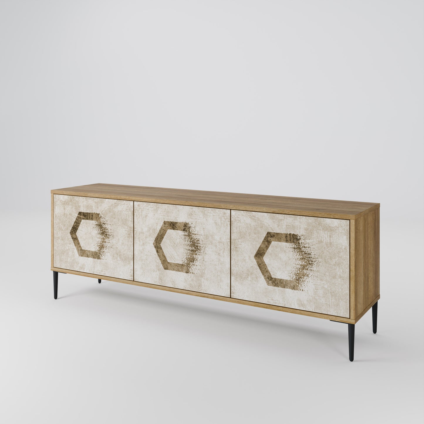 Mobile TV HEXAGONAL SHAPES a 3 ante effetto rovere