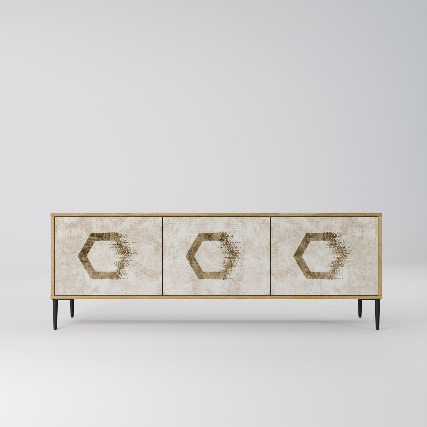 Mobile TV HEXAGONAL SHAPES a 3 ante effetto rovere