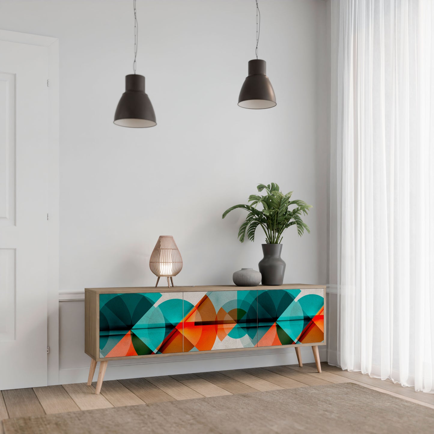 Mobile TV CIRCULAR RHAPSODY a 3 ante in effetto rovere