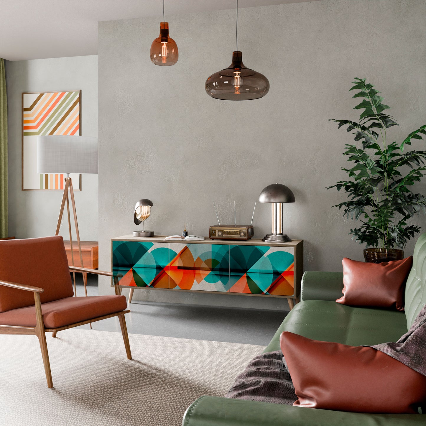 Mobile TV CIRCULAR RHAPSODY a 3 ante in effetto rovere