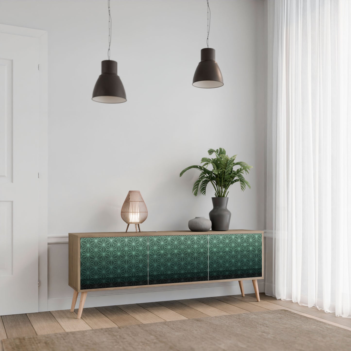 Mobile TV ORNAMENTAL GLIMMER a 3 ante in effetto rovere