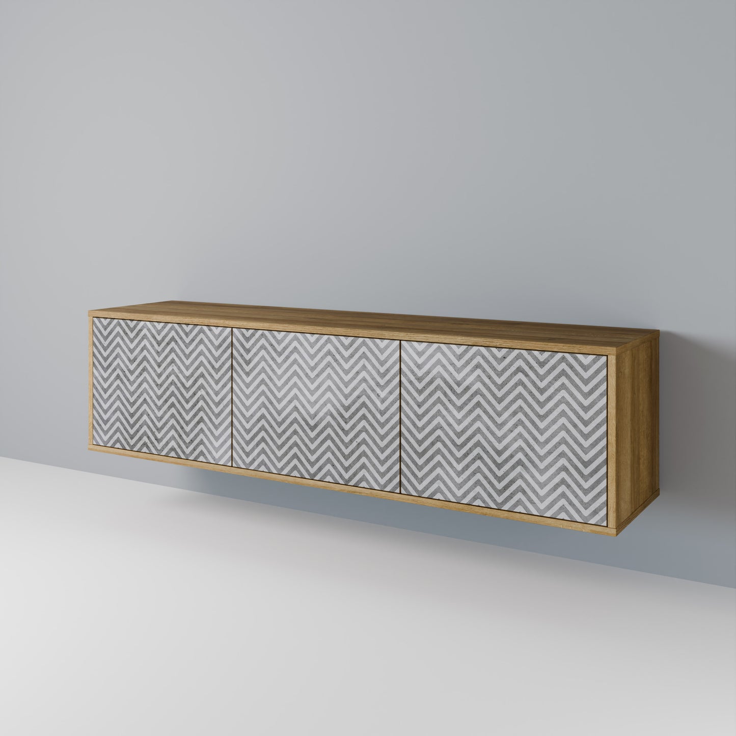 Mobile TV CONCRETE ZIG ZAG a 3 ante in effetto rovere