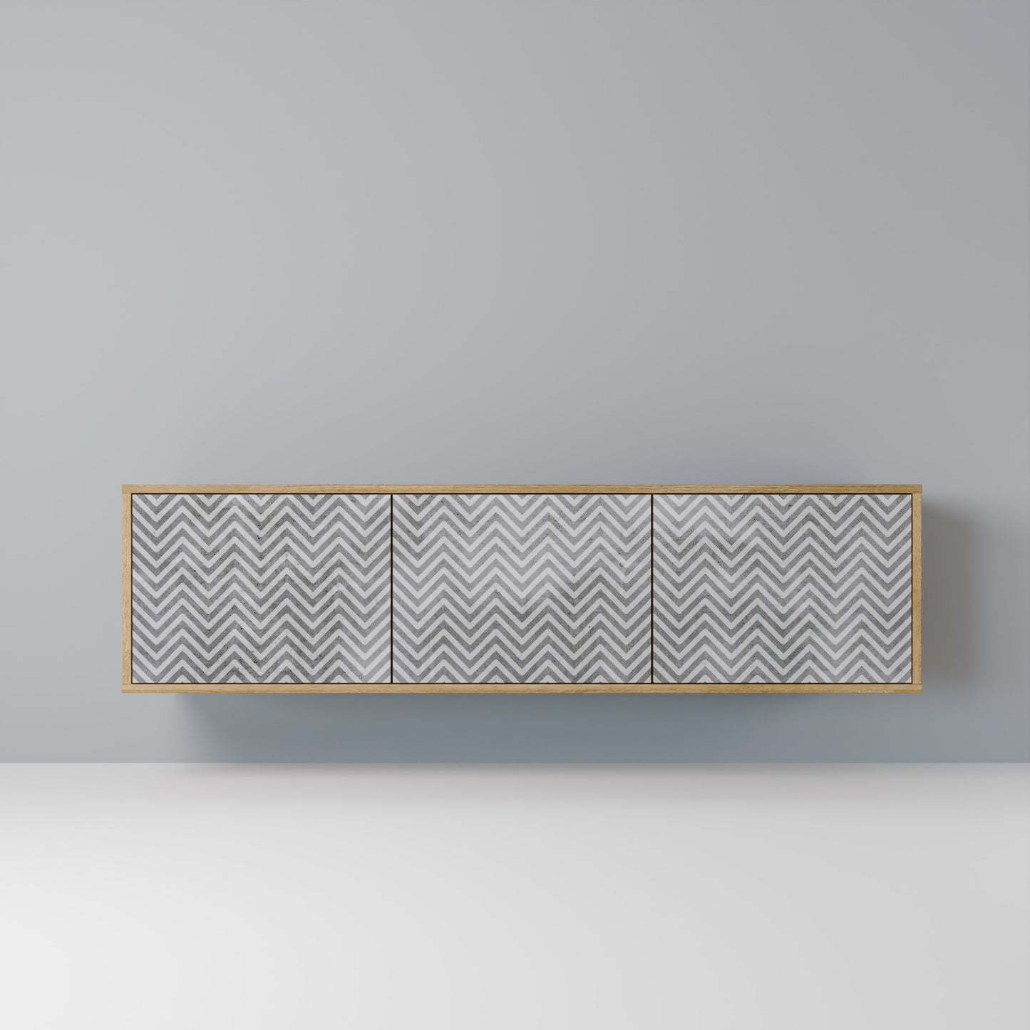 Mobile TV CONCRETE ZIG ZAG a 3 ante in effetto rovere