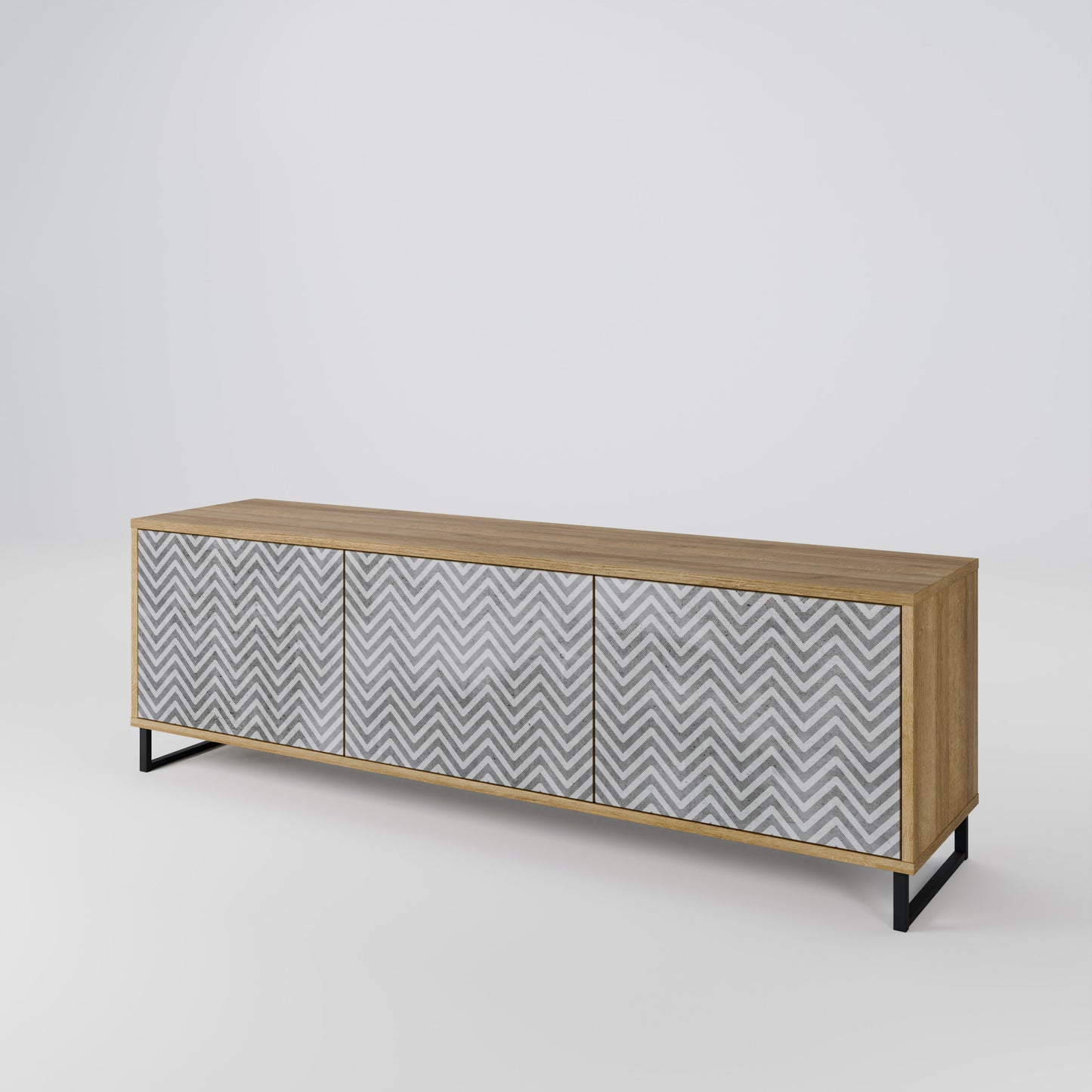 Mobile TV CONCRETE ZIG ZAG a 3 ante in effetto rovere