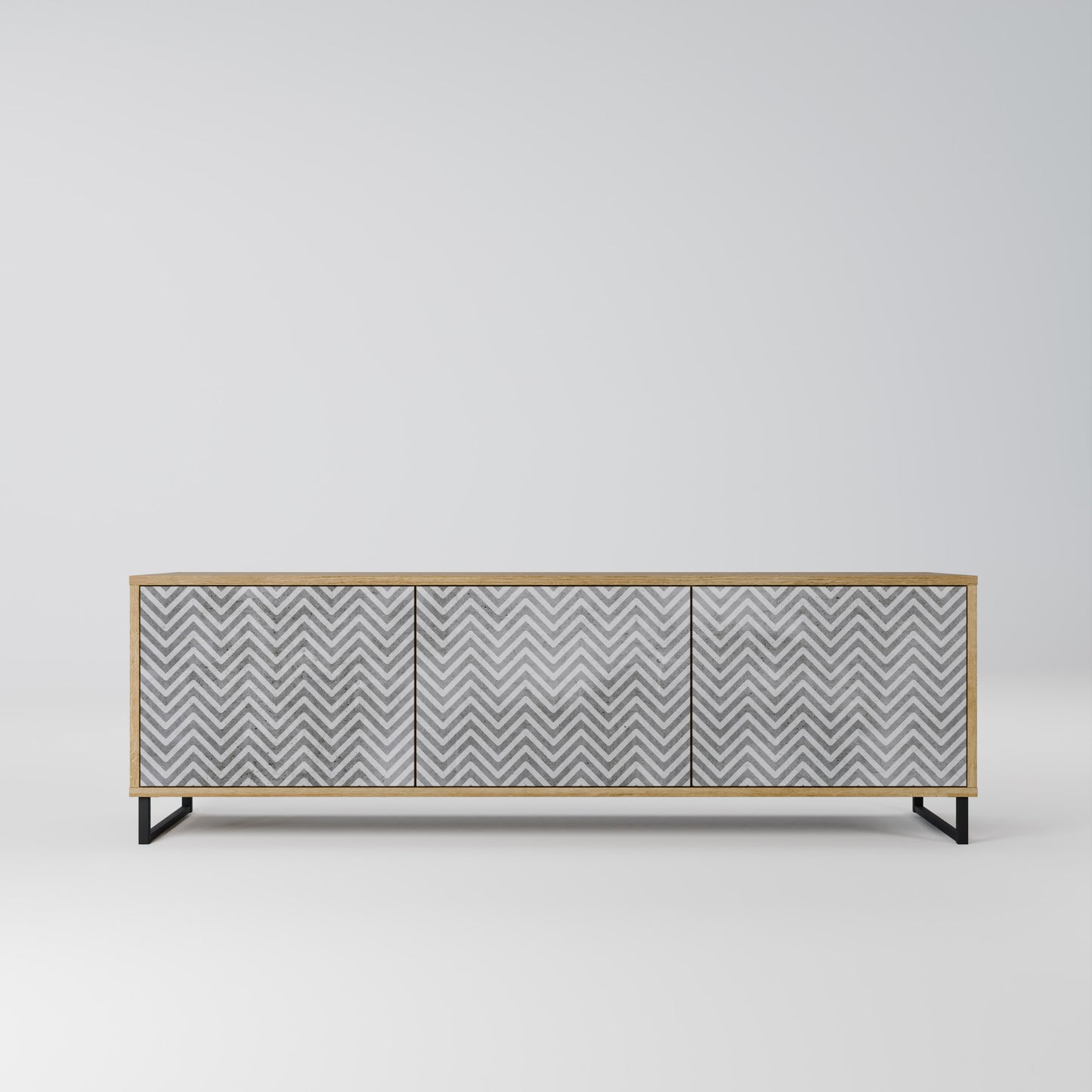 Mobile TV CONCRETE ZIG ZAG a 3 ante in effetto rovere
