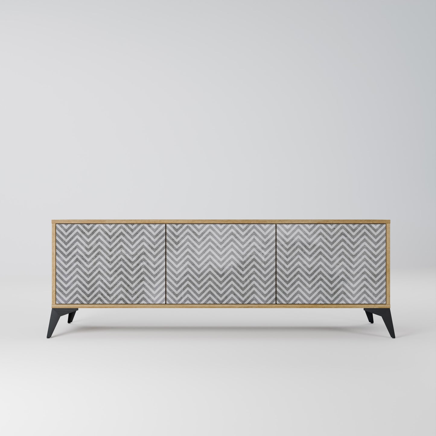 Mobile TV CONCRETE ZIG ZAG a 3 ante in effetto rovere
