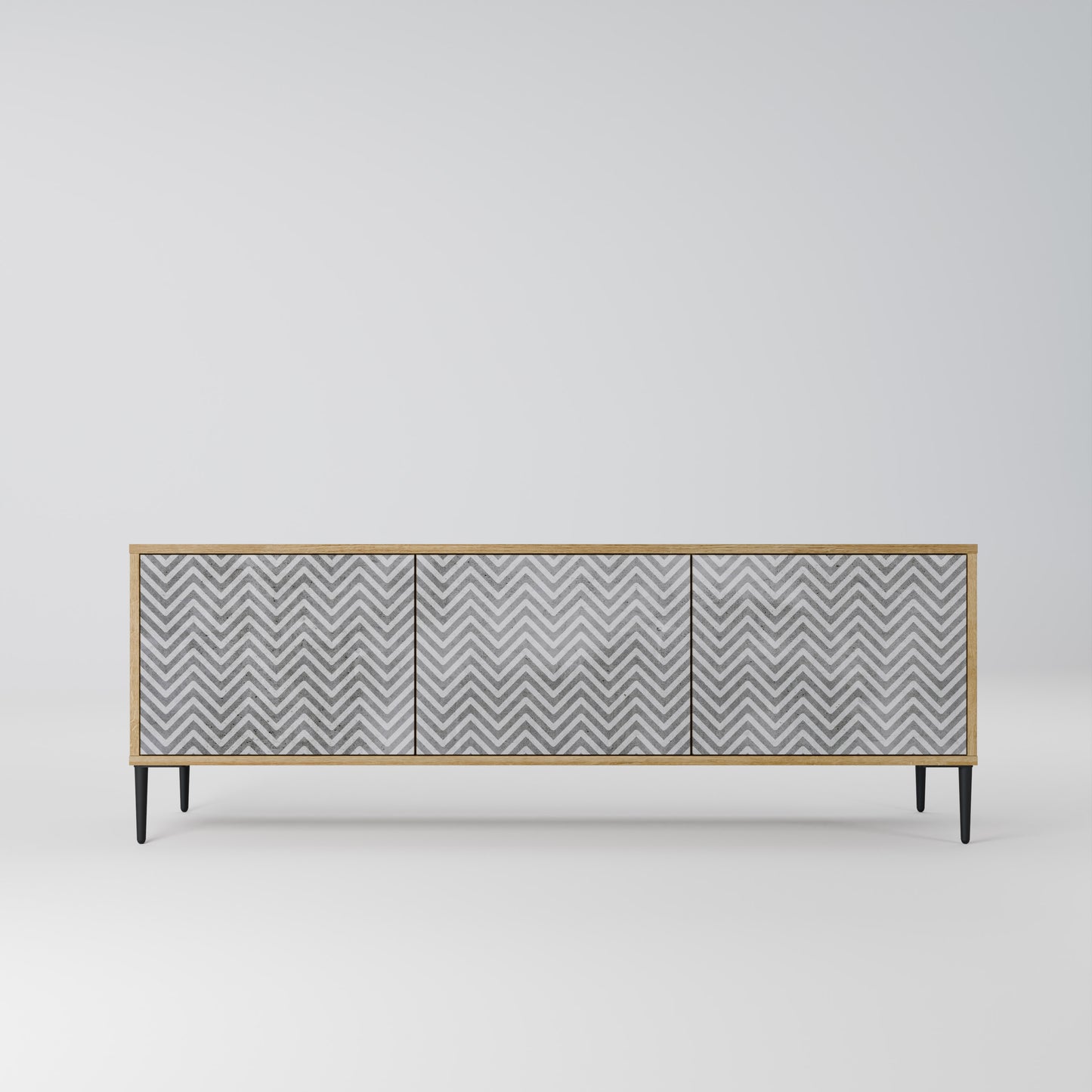 Mobile TV CONCRETE ZIG ZAG a 3 ante in effetto rovere