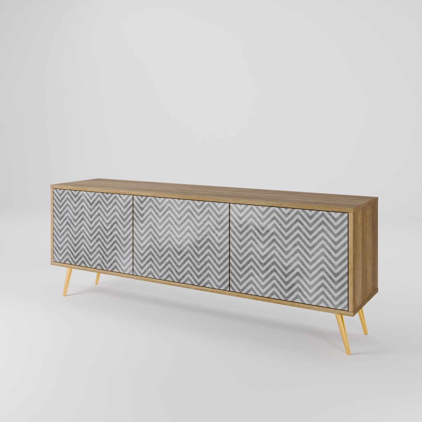 Mobile TV CONCRETE ZIG ZAG a 3 ante in effetto rovere
