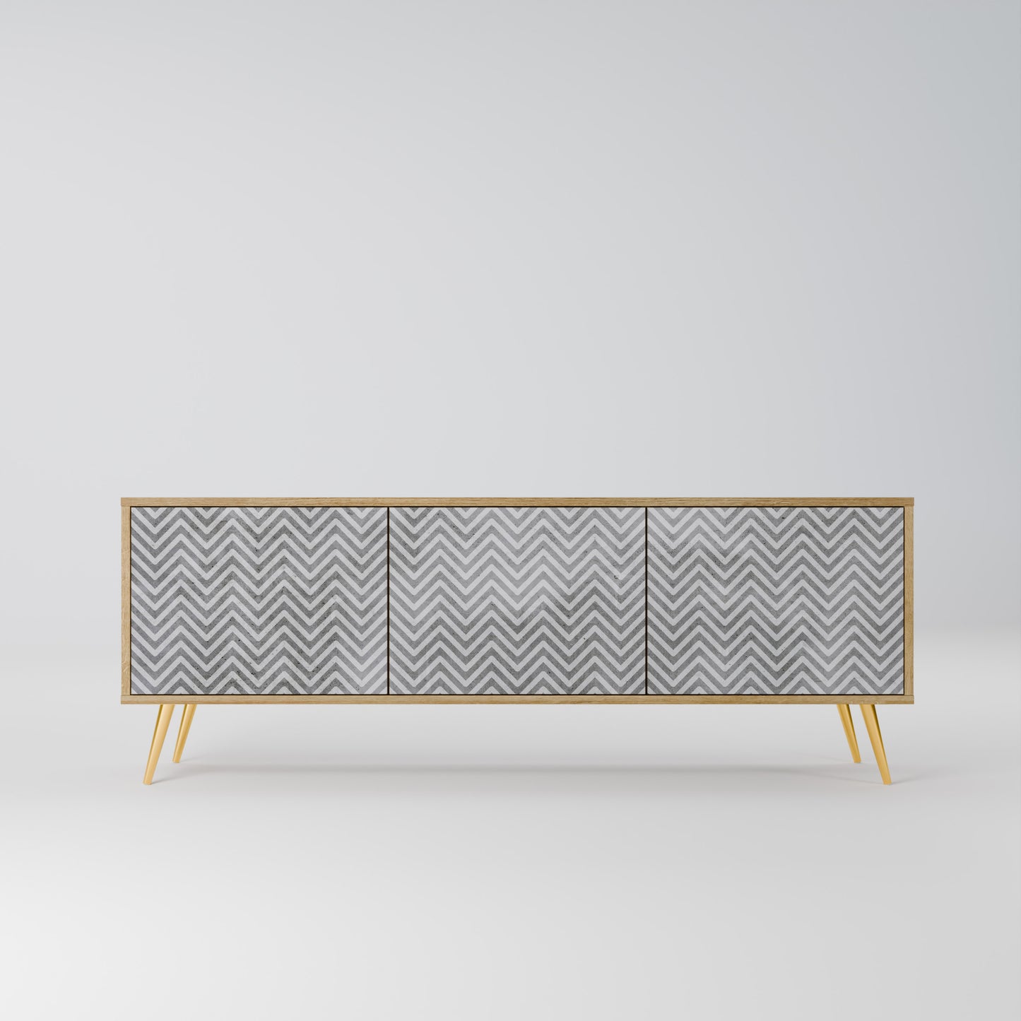 Mobile TV CONCRETE ZIG ZAG a 3 ante in effetto rovere
