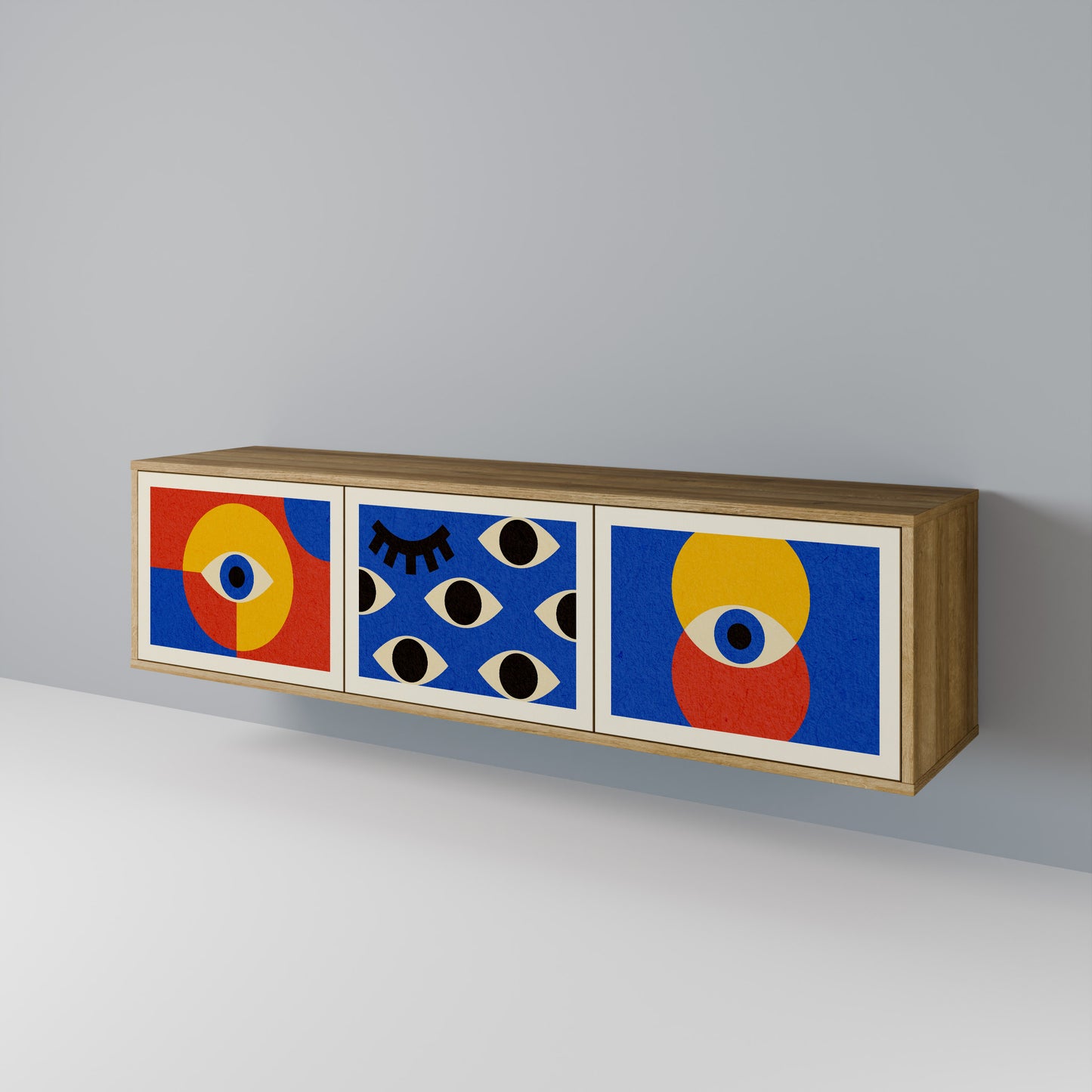 Mobile TV GEOMETRIC EYES a 3 ante in effetto rovere