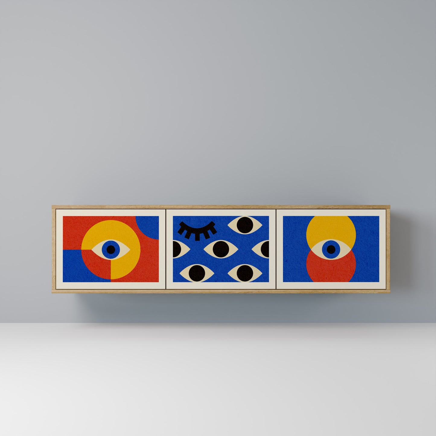 Mobile TV GEOMETRIC EYES a 3 ante in effetto rovere