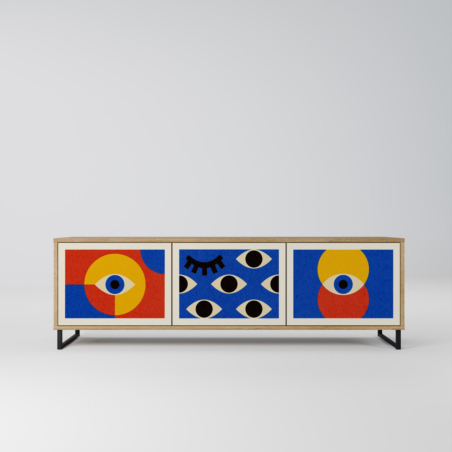 Mobile TV GEOMETRIC EYES a 3 ante in effetto rovere