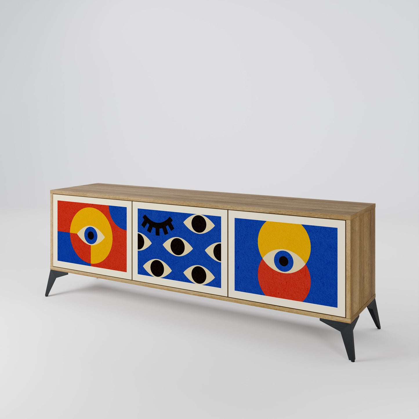 Mobile TV GEOMETRIC EYES a 3 ante in effetto rovere