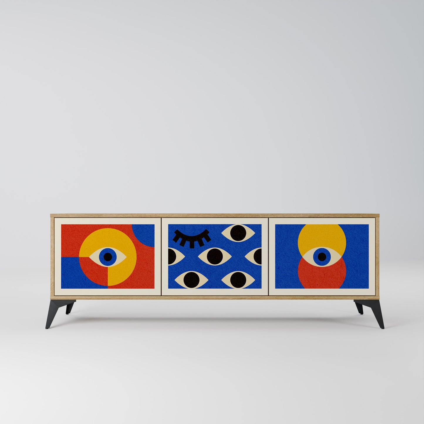 Mobile TV GEOMETRIC EYES a 3 ante in effetto rovere
