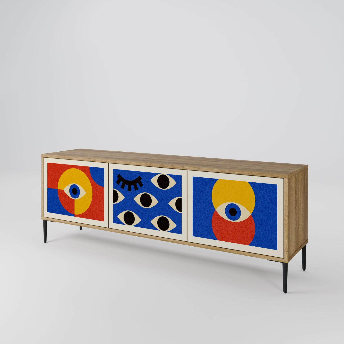 Mobile TV GEOMETRIC EYES a 3 ante in effetto rovere