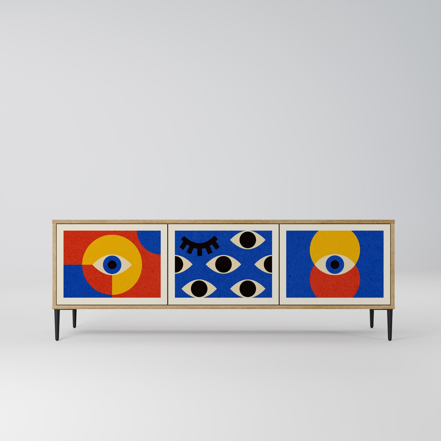 Mobile TV GEOMETRIC EYES a 3 ante in effetto rovere