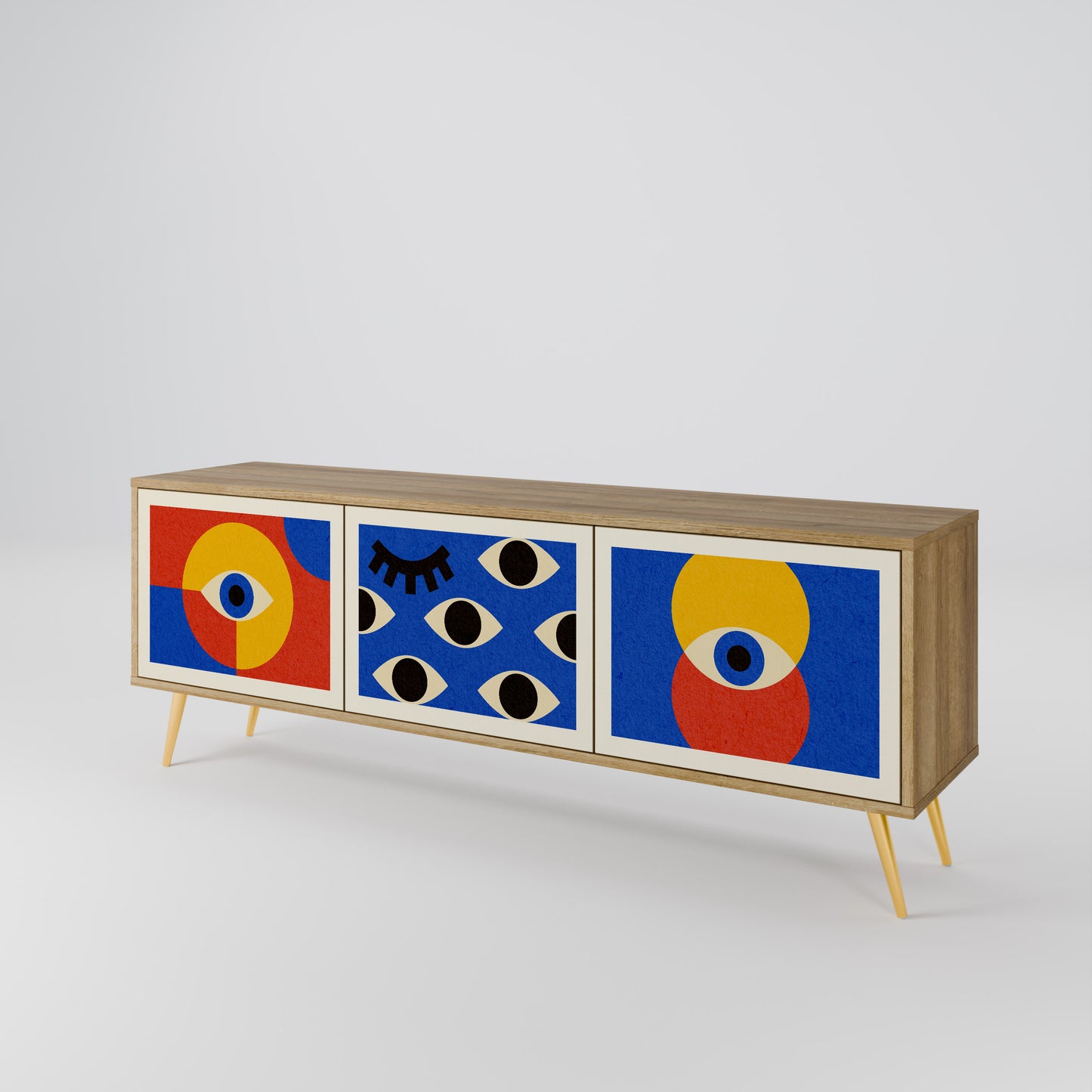 Mobile TV GEOMETRIC EYES a 3 ante in effetto rovere