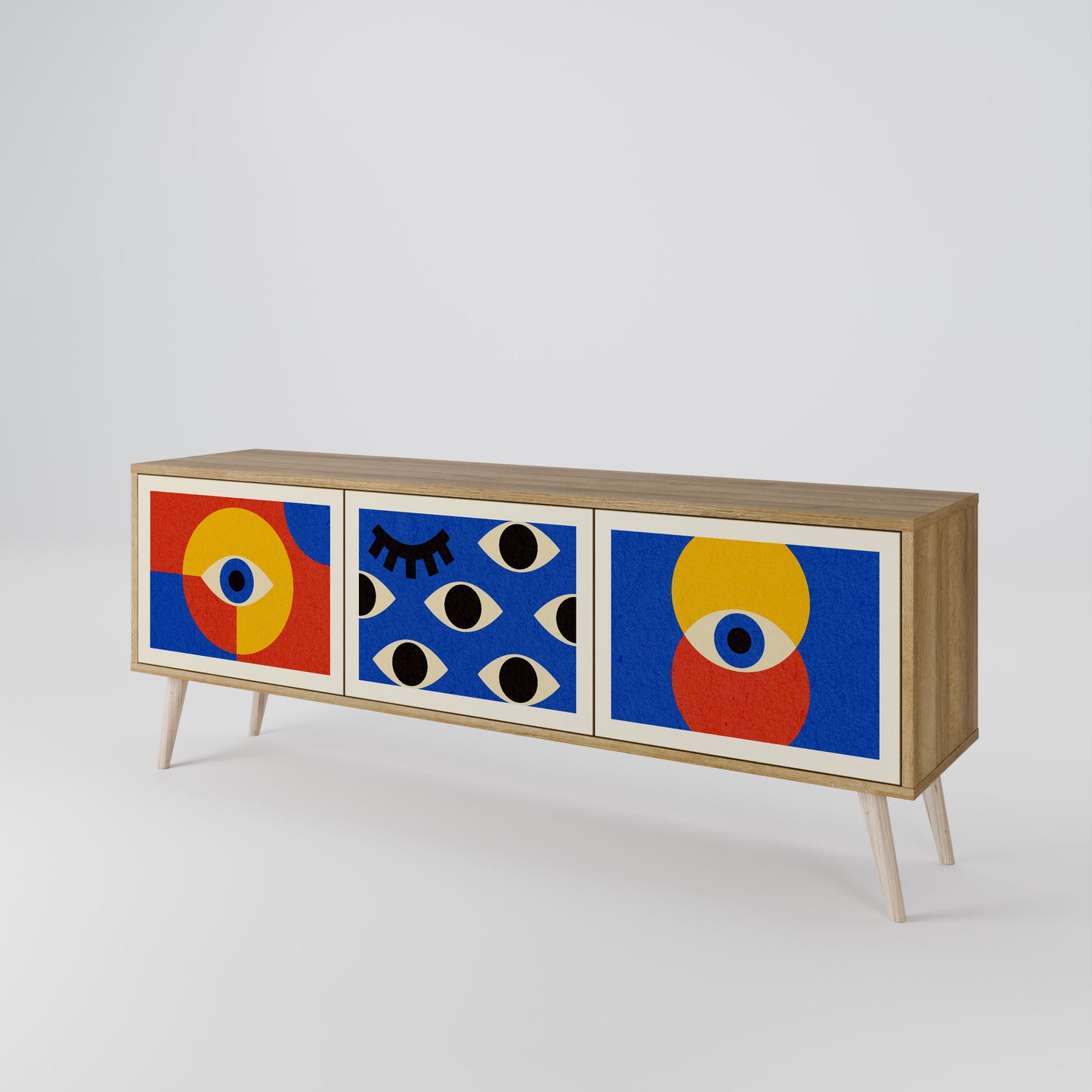Mobile TV GEOMETRIC EYES a 3 ante in effetto rovere