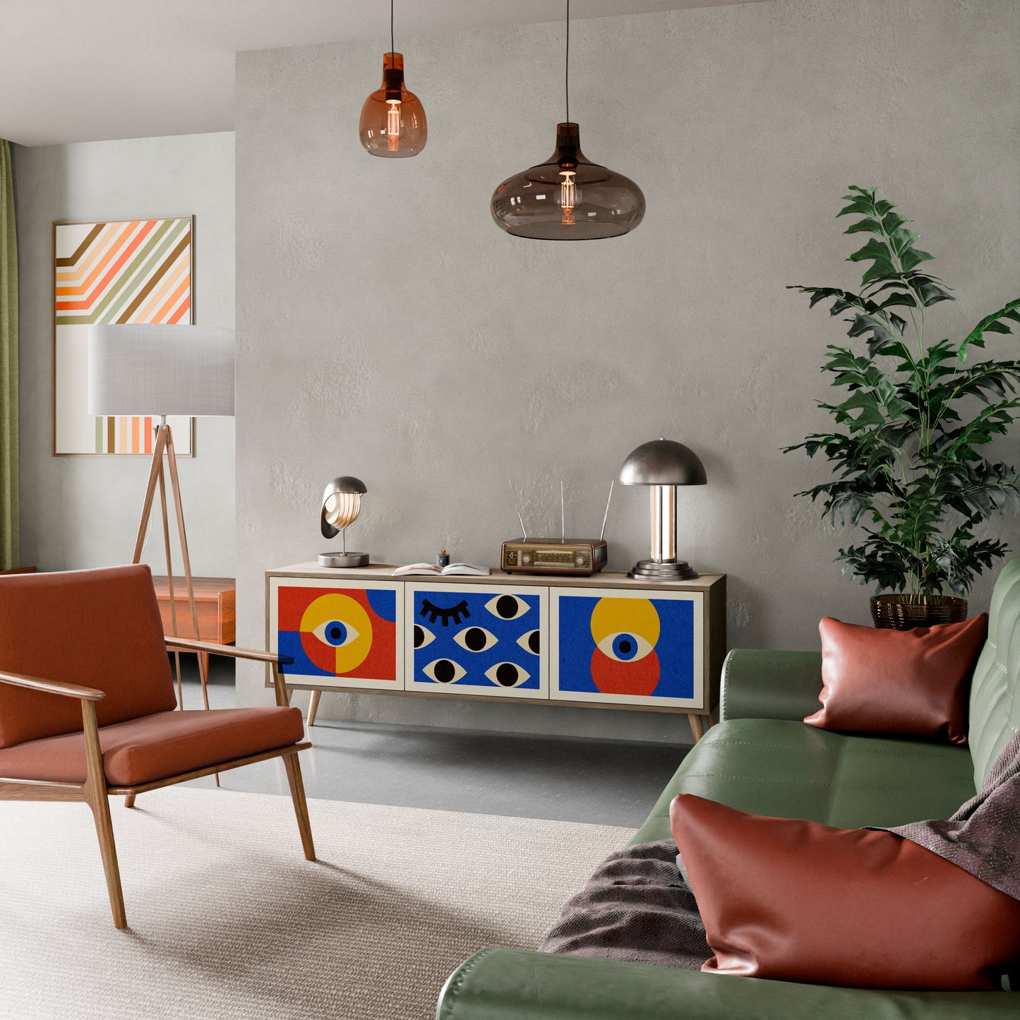 Mobile TV GEOMETRIC EYES a 3 ante in effetto rovere