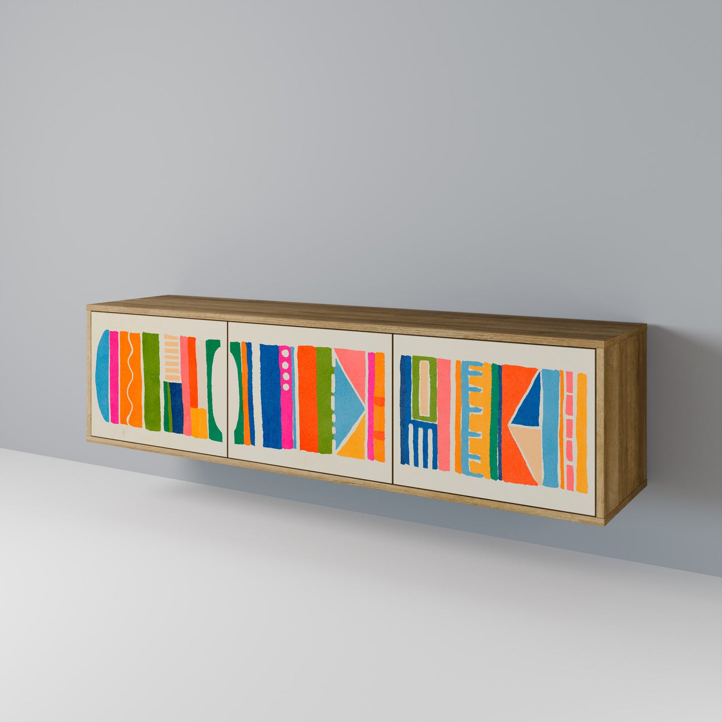Mobile TV GEOMETRIC SHINE a 3 ante in effetto rovere