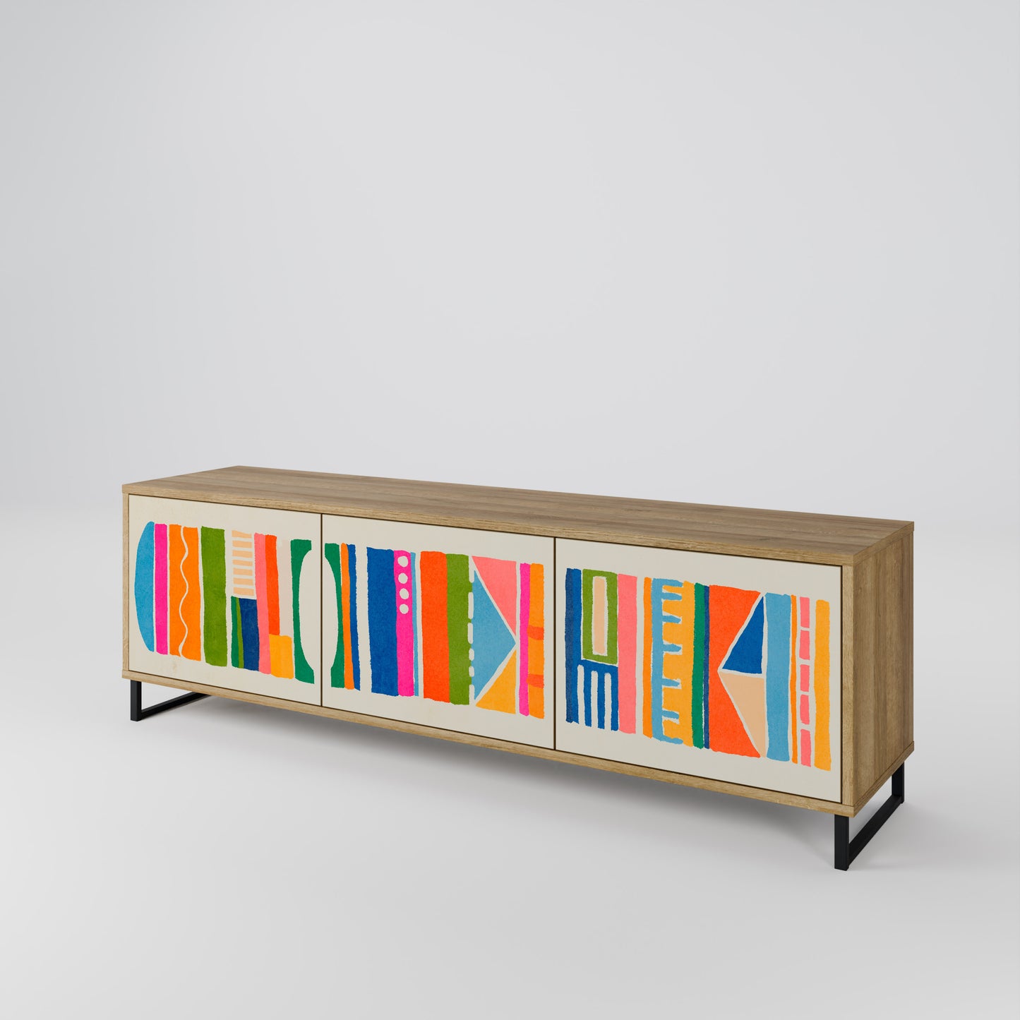 Mobile TV GEOMETRIC SHINE a 3 ante in effetto rovere