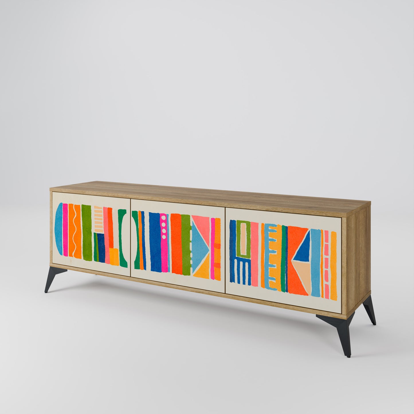 Mobile TV GEOMETRIC SHINE a 3 ante in effetto rovere