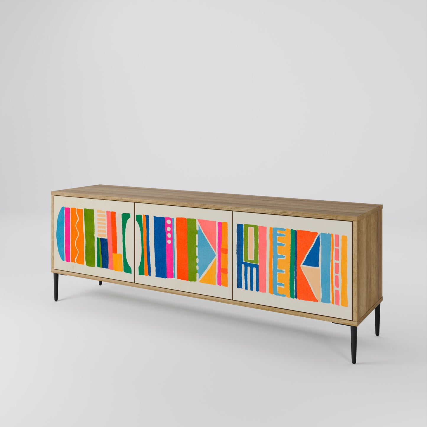 Mobile TV GEOMETRIC SHINE a 3 ante in effetto rovere