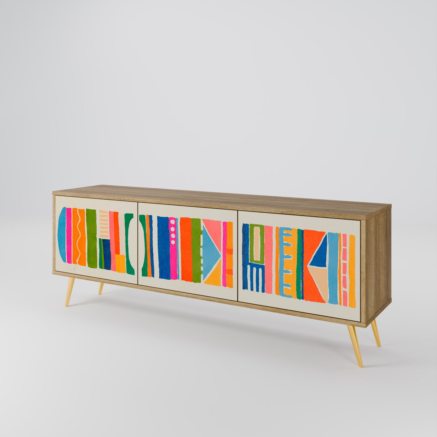 Mobile TV GEOMETRIC SHINE a 3 ante in effetto rovere