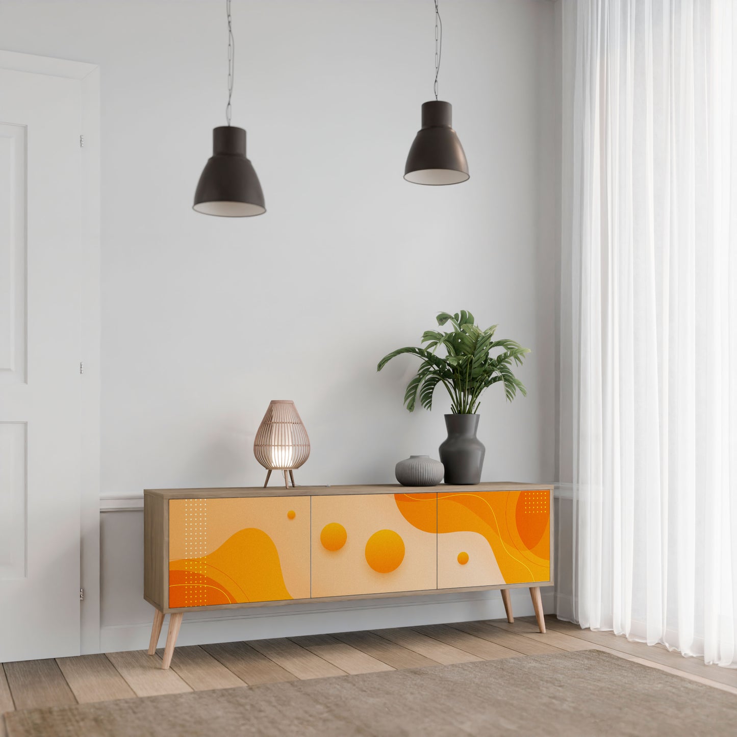 Mobile TV ORANGE ARRANGEMENT a 3 ante effetto rovere
