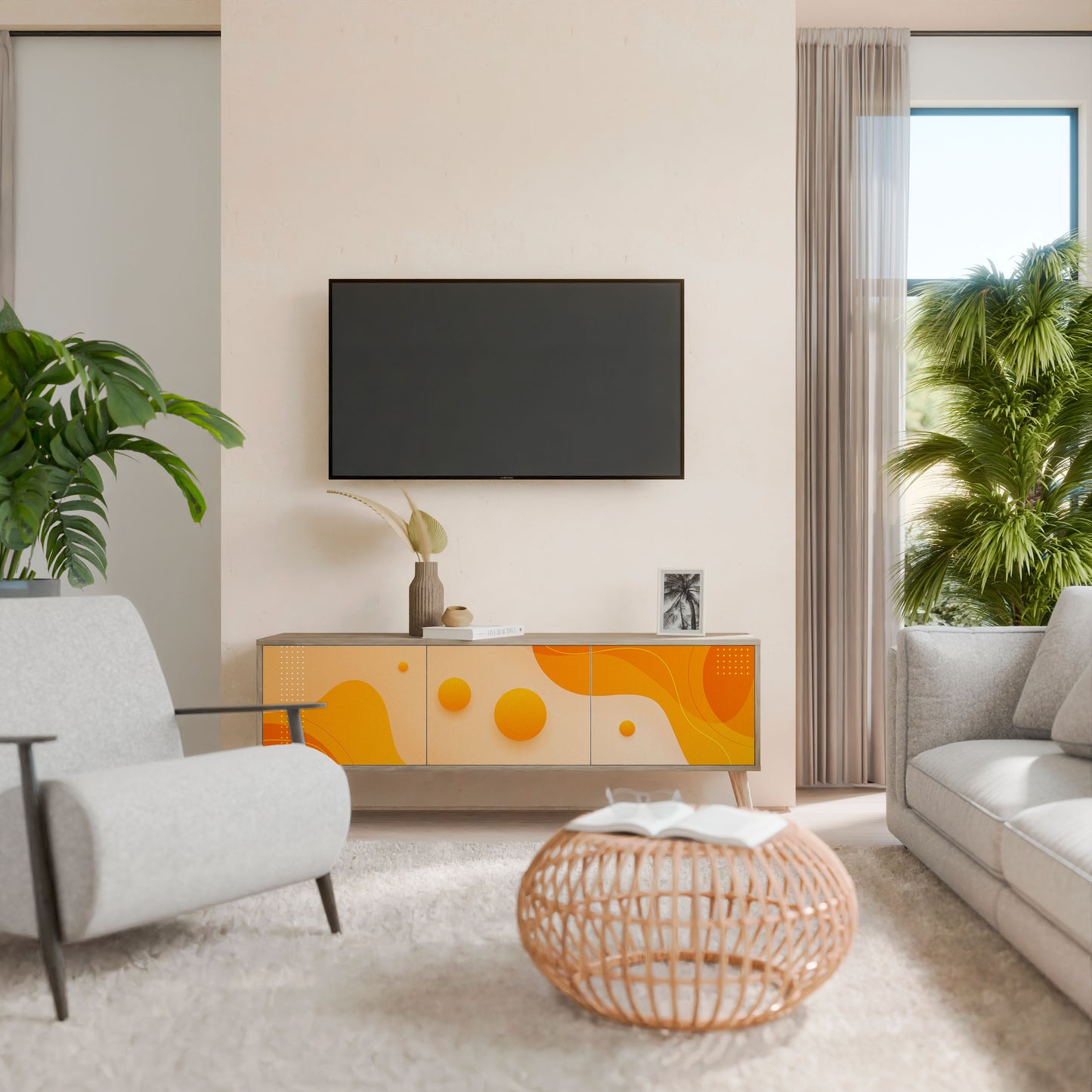 Mobile TV ORANGE ARRANGEMENT a 3 ante effetto rovere