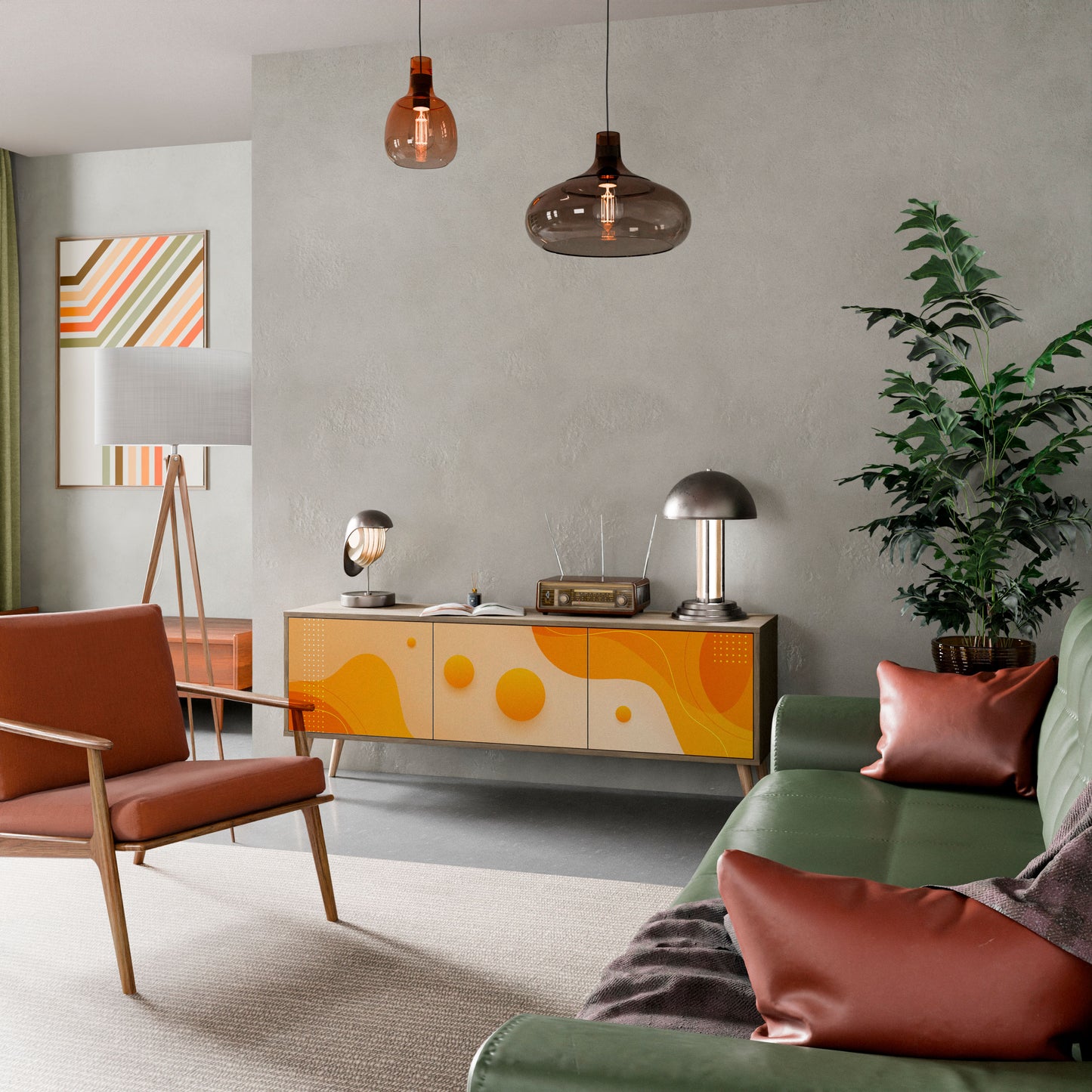 Mobile TV ORANGE ARRANGEMENT a 3 ante effetto rovere