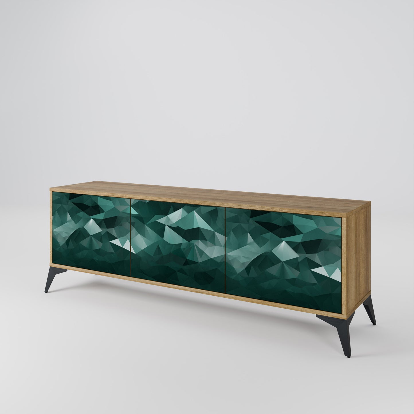 Mobile TV POLYGONALE FLUTTUANTE a 3 ante in effetto rovere