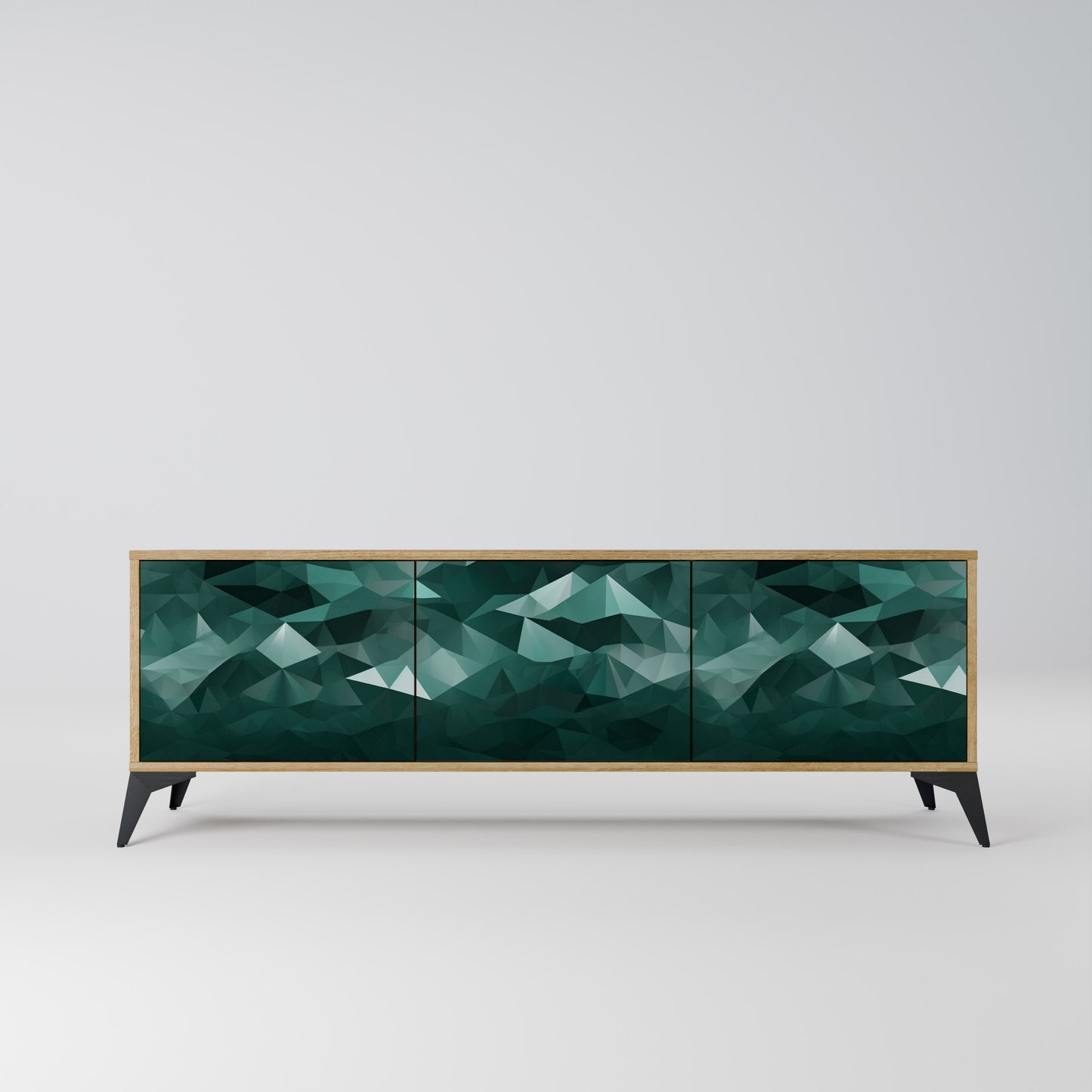 Mobile TV POLYGONALE FLUTTUANTE a 3 ante in effetto rovere