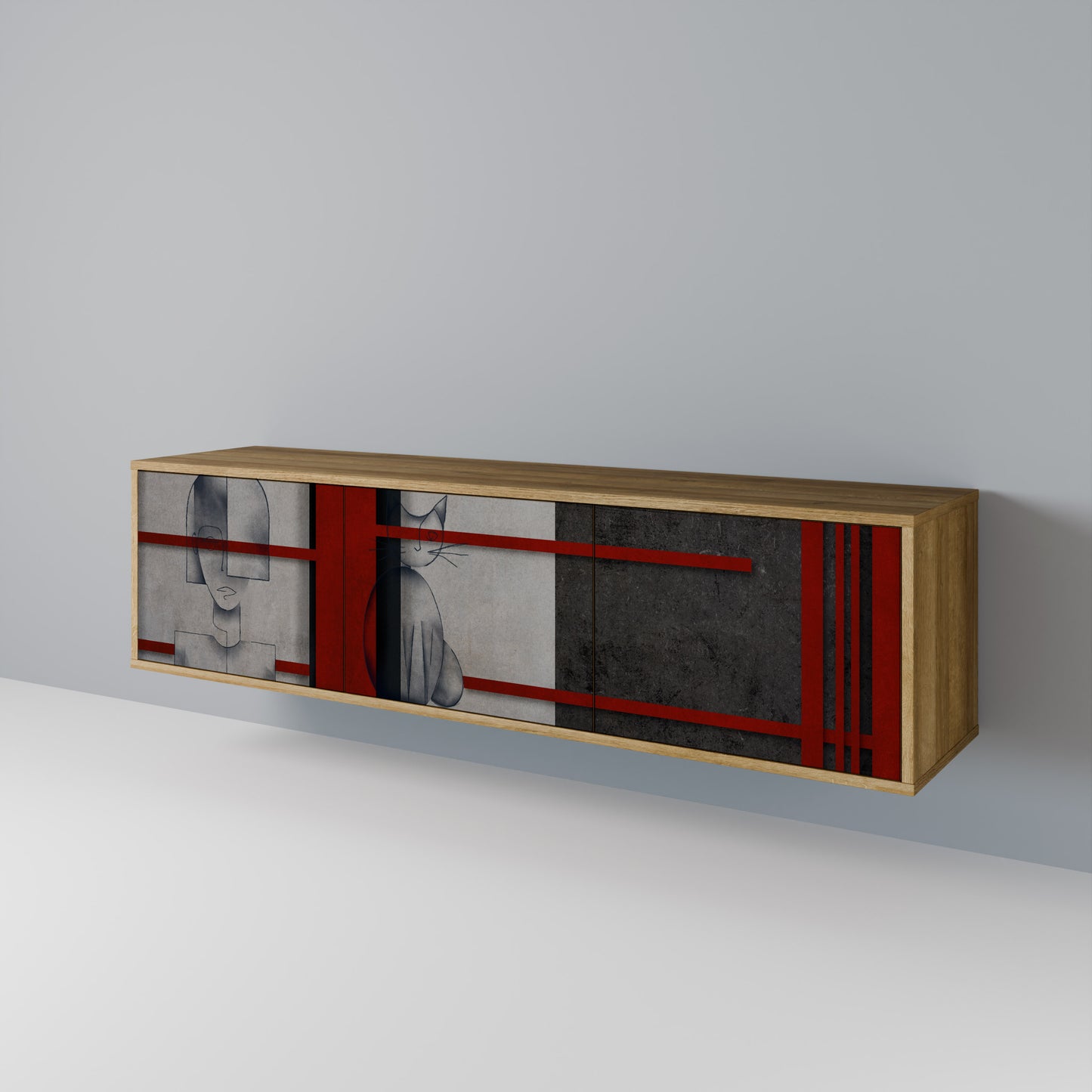 Mobile TV GRAY FIGURES a 3 ante effetto rovere