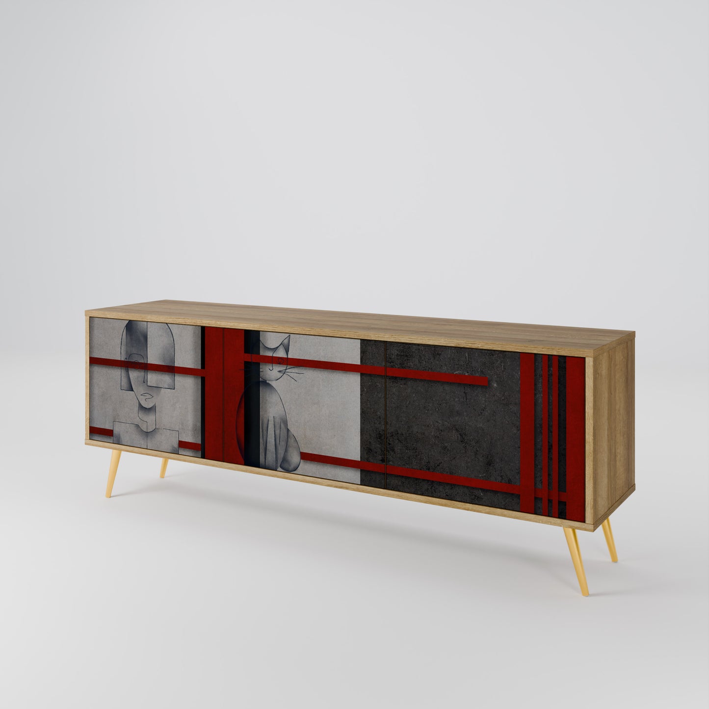 Mobile TV GRAY FIGURES a 3 ante effetto rovere