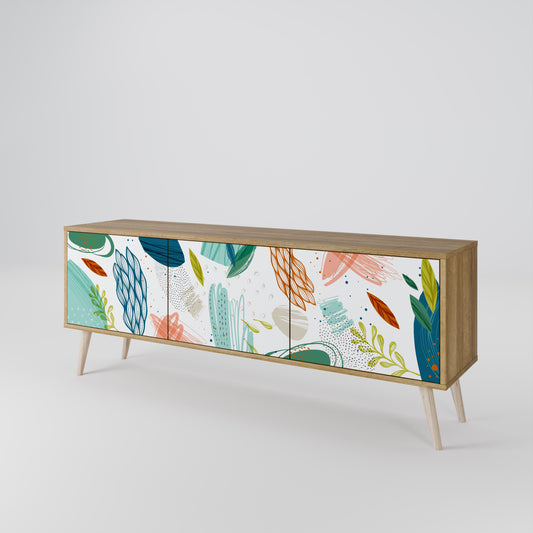 BOTANICAL HURRICANE 3-Door TV Stand in Oak Effect