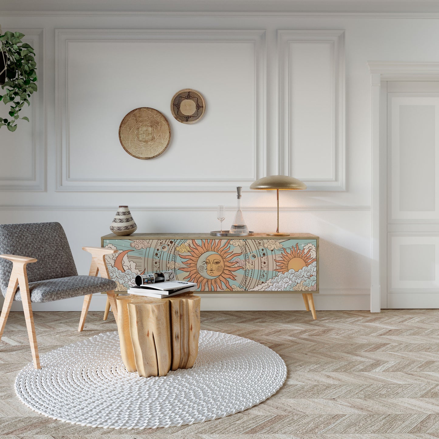 Mobile TV MYSTICAL STRUCTURE a 3 ante effetto rovere
