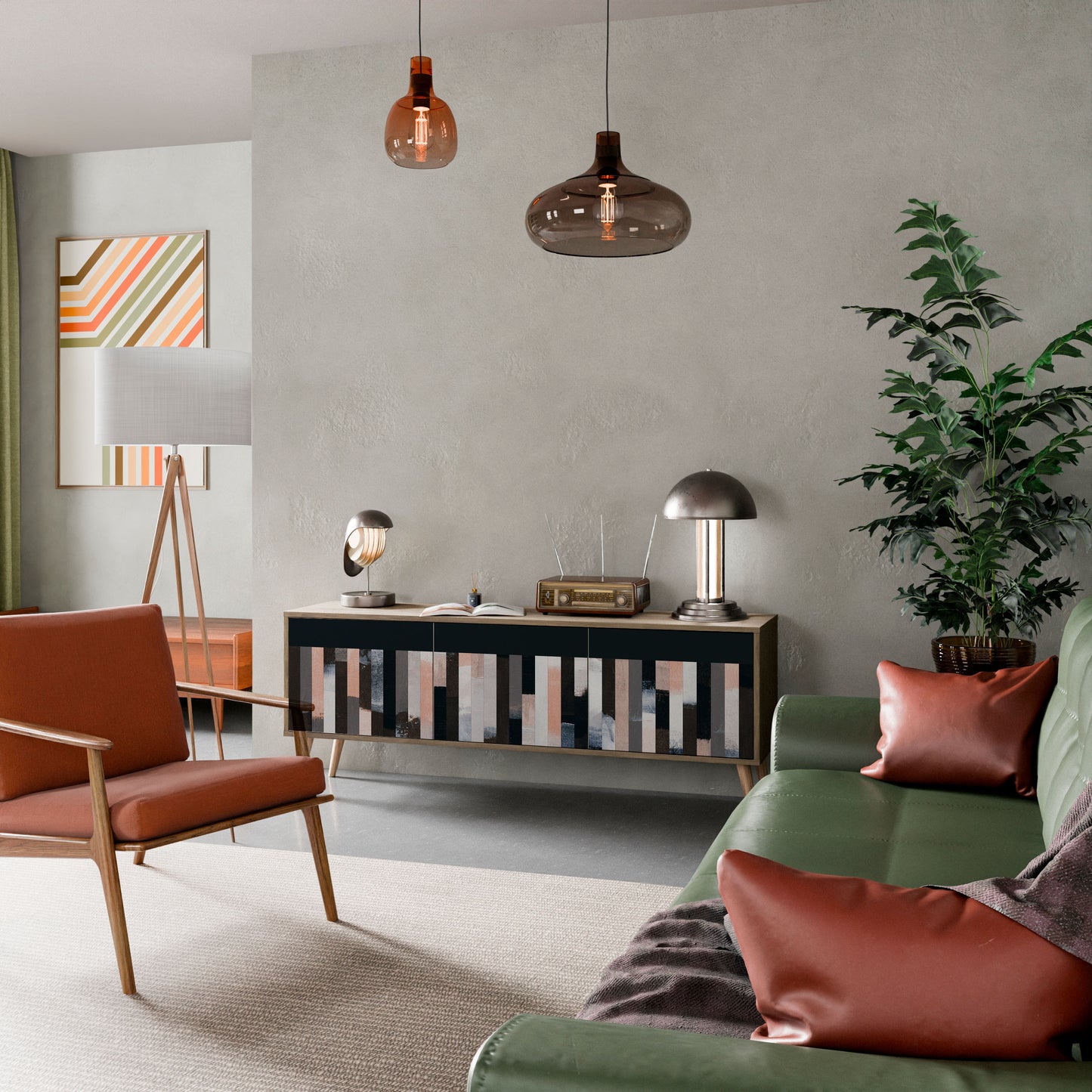 Mobile TV COLLAGE OF RECTANGLES a 3 ante effetto rovere
