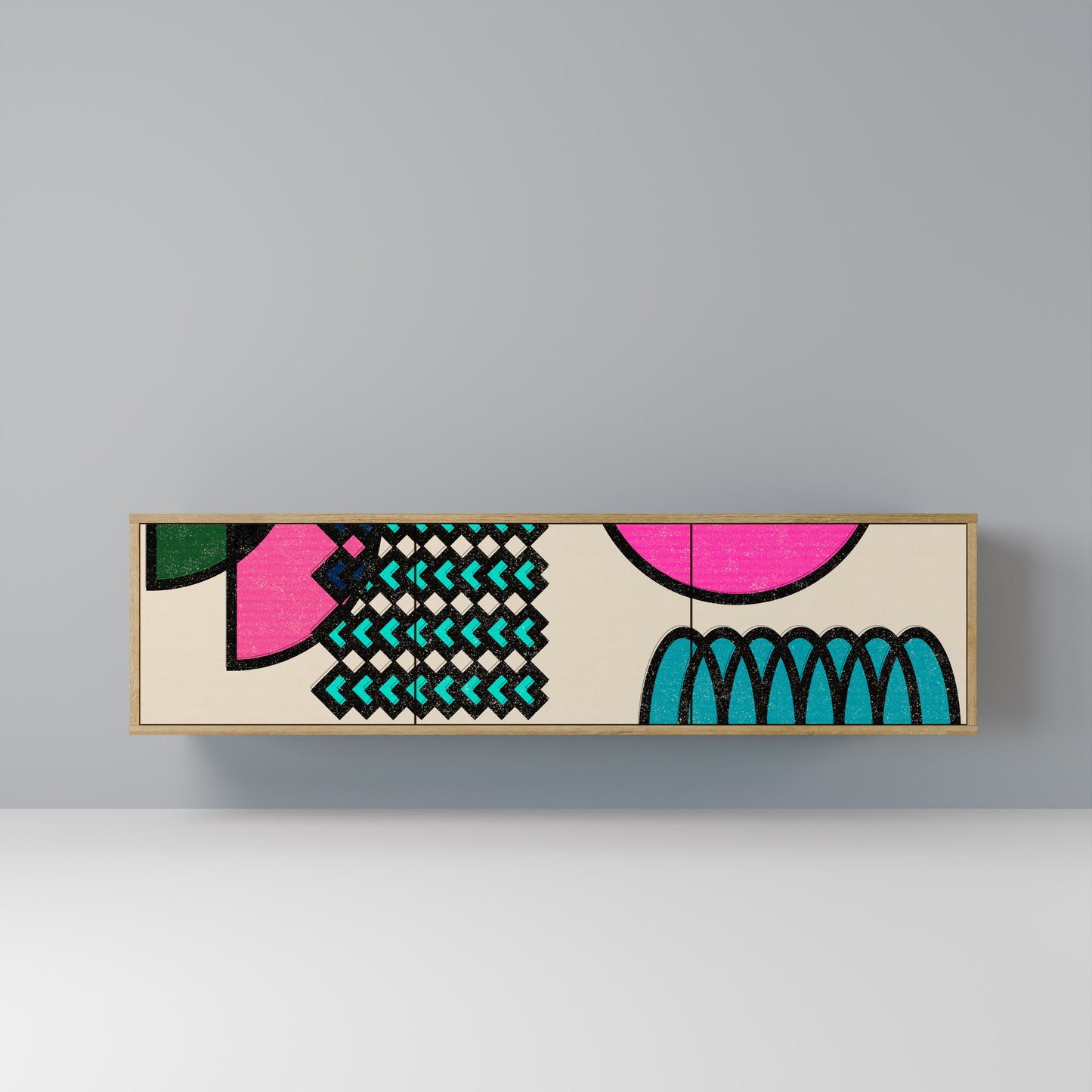 Mobile TV GEOMETRIC RHAPSODY a 3 ante in effetto rovere