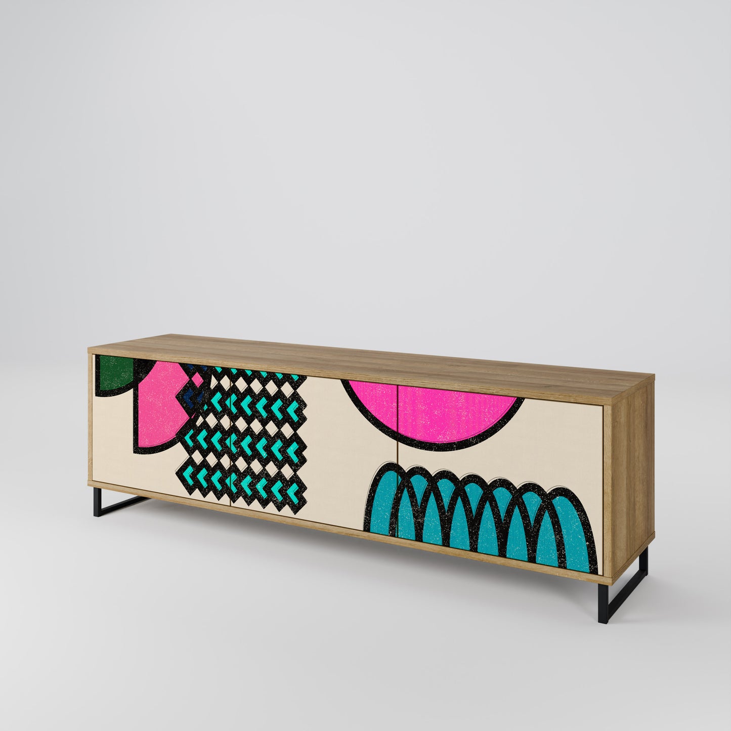 Mobile TV GEOMETRIC RHAPSODY a 3 ante in effetto rovere