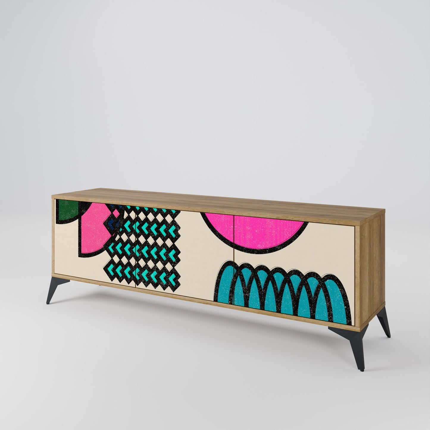 Mobile TV GEOMETRIC RHAPSODY a 3 ante in effetto rovere