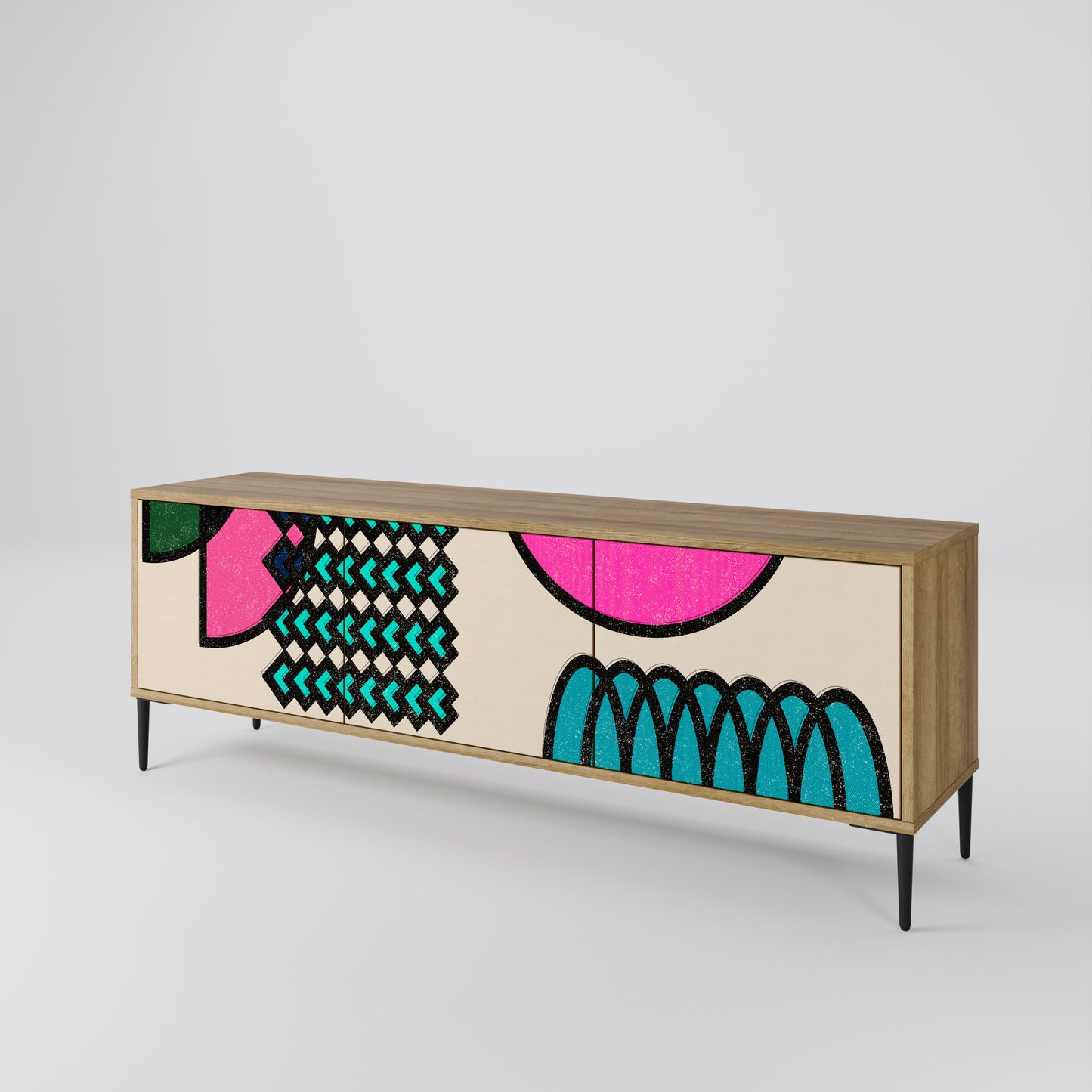 Mobile TV GEOMETRIC RHAPSODY a 3 ante in effetto rovere