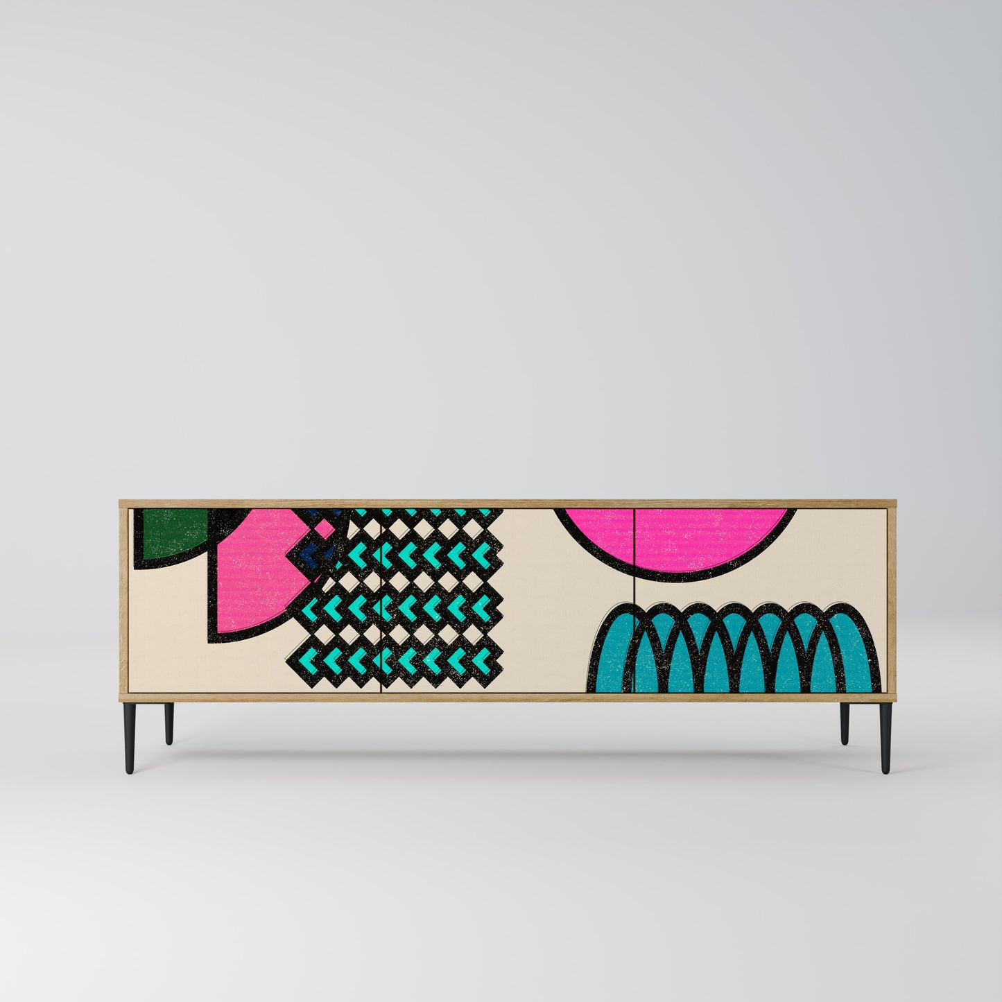 Mobile TV GEOMETRIC RHAPSODY a 3 ante in effetto rovere
