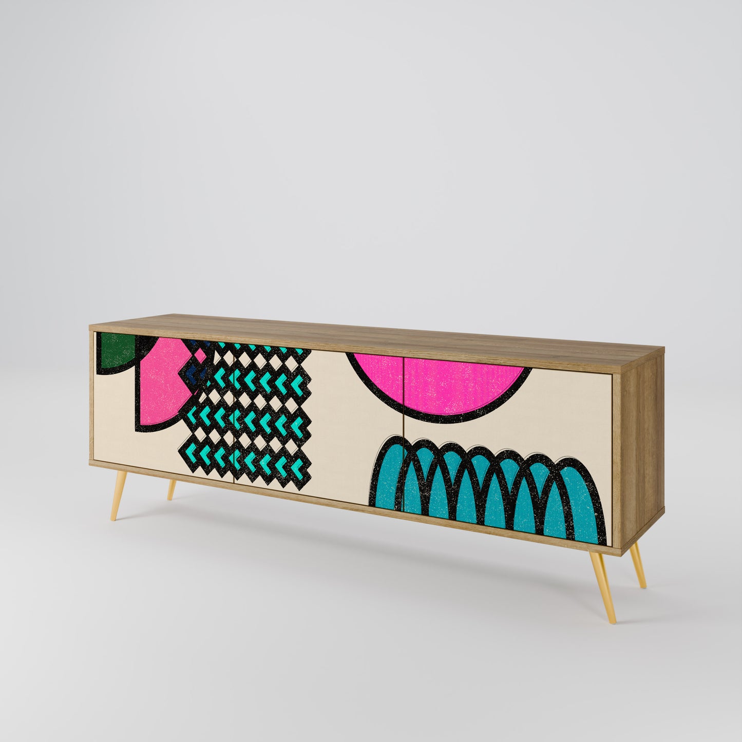 Mobile TV GEOMETRIC RHAPSODY a 3 ante in effetto rovere