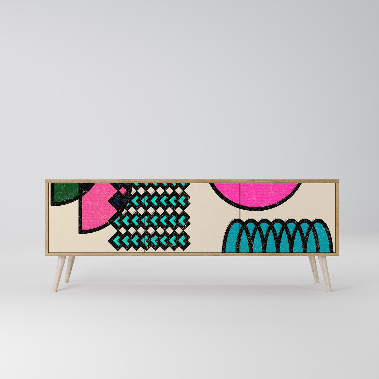 Mobile TV GEOMETRIC RHAPSODY a 3 ante in effetto rovere